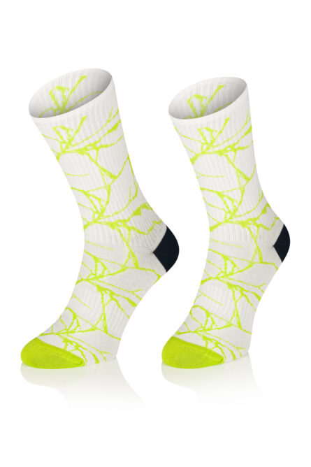 Klasyczne skarpetki Toes and more White Lime stripes - TAMS2/04