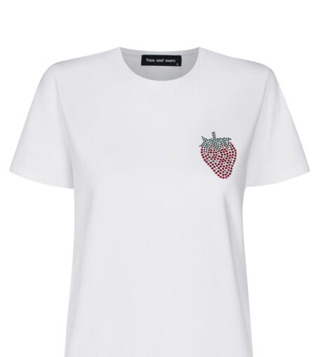 Biały T-shirt Basic-Truskawka